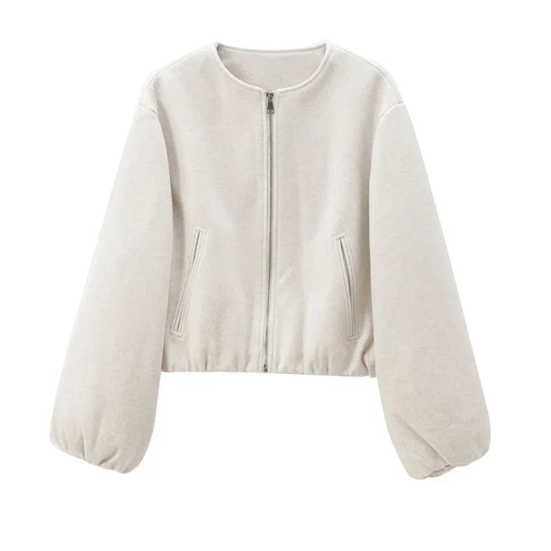 Sassa | Kvinders Cropped Zip-Up Ballonærme Jakke
