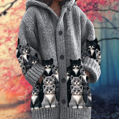 Janet | Varm Kvindes Trøje med Knapper og Hætte