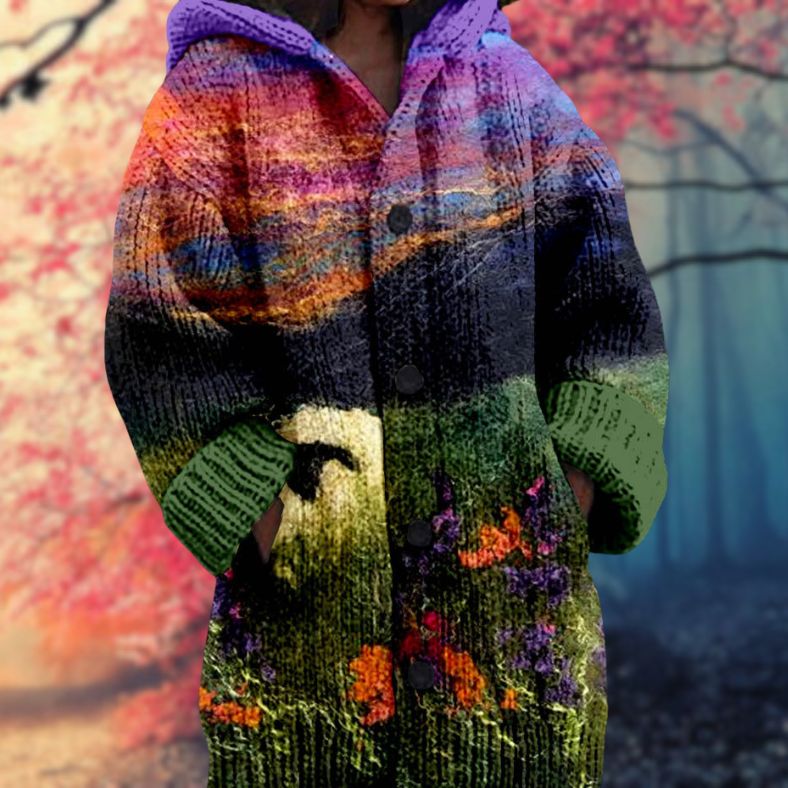 Janet | Varm Kvindes Trøje med Knapper og Hætte