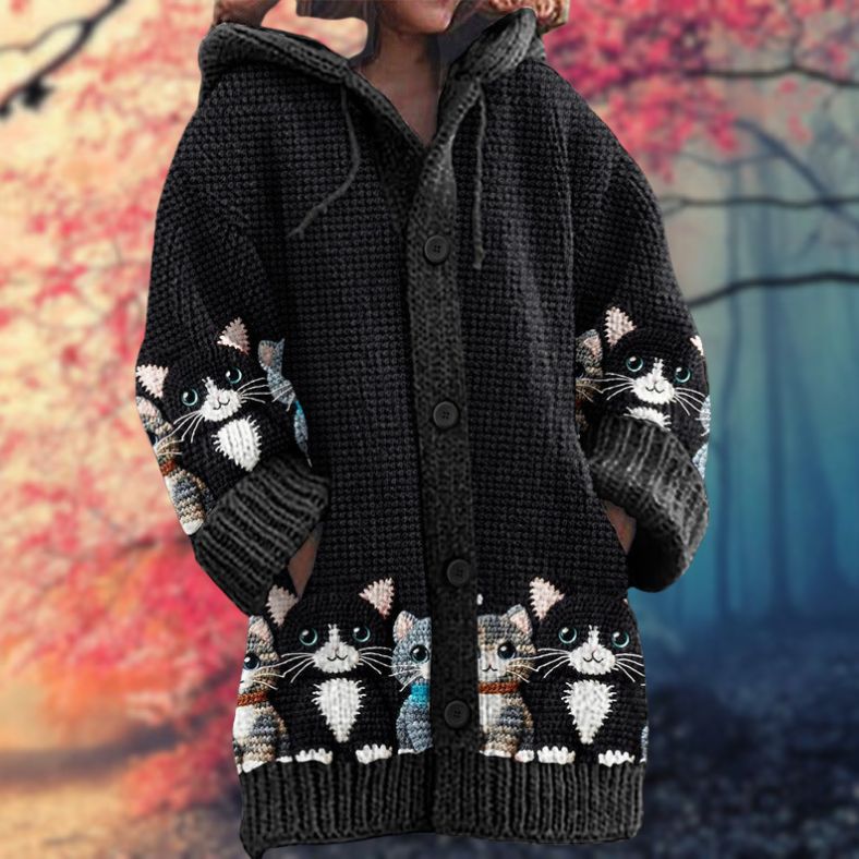 Janet | Varm Kvindes Trøje med Knapper og Hætte