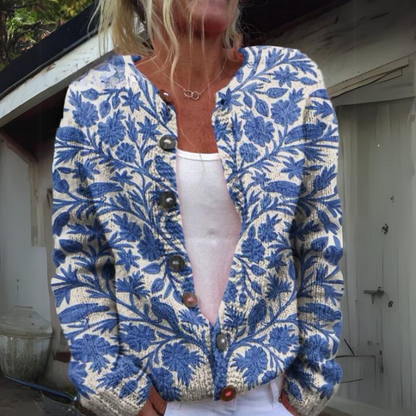 Birthe | Smuk Cardigan med Blomstermønster