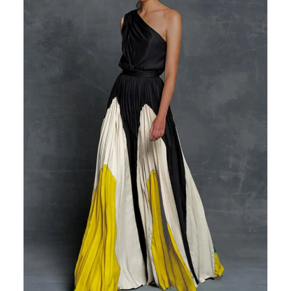 Vanja | Kvinders Enskulder Plisseret Formelt Maxikjole