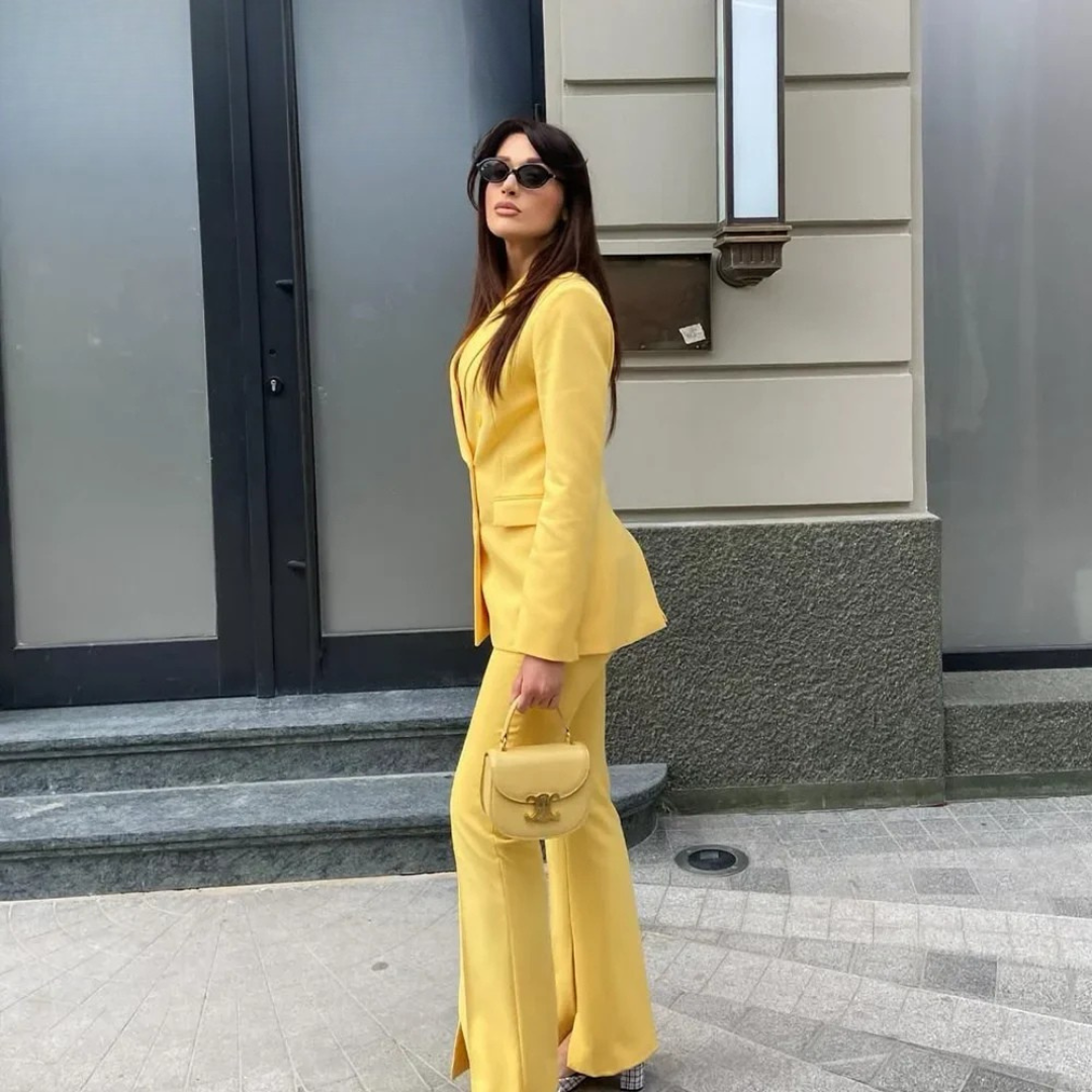 Milena | Elegant Formelt Sæt med Skræddersyet Lang Blazer til Dame