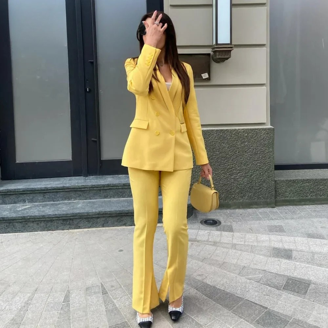 Milena | Elegant Formelt Sæt med Skræddersyet Lang Blazer til Dame