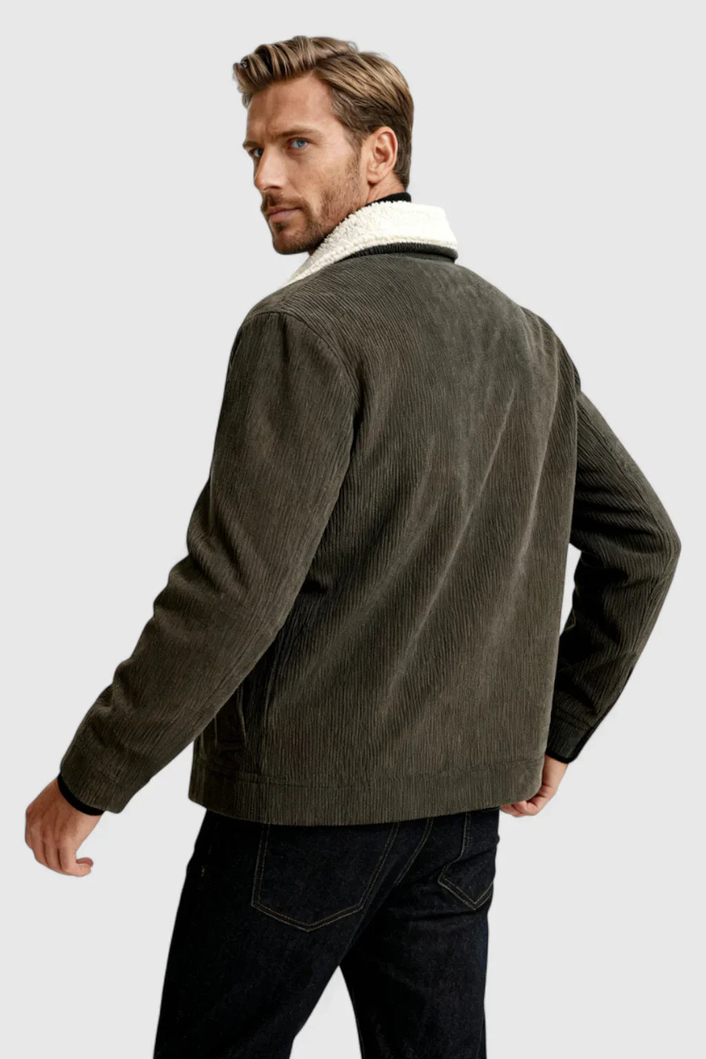 Viktor | Eksklusiv Fløjlsjakke Med Sherpa Krave