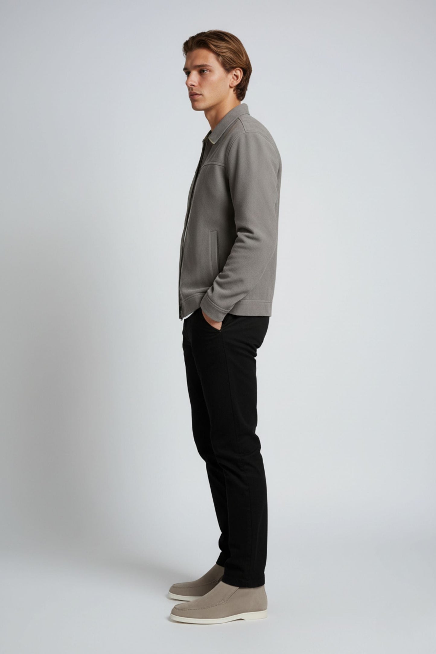 Lasse | Moderne Og Casual Grå Suede Jakke