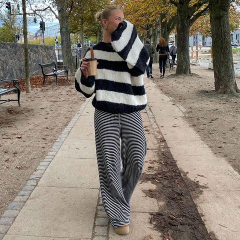 Alma | Dame Forårs Stribet Løs Bukser