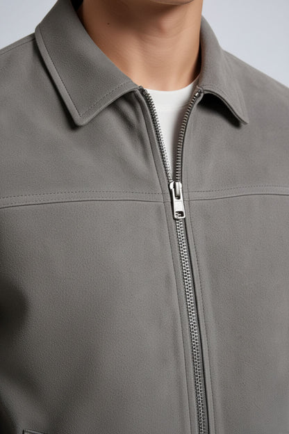 Lasse | Moderne Og Casual Grå Suede Jakke