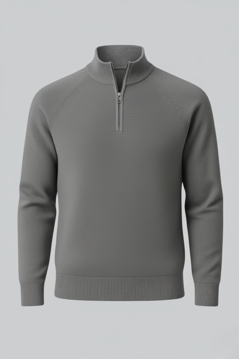 Frederik | Stilfuld Half-Zip Striktrøje Med Ståkrave