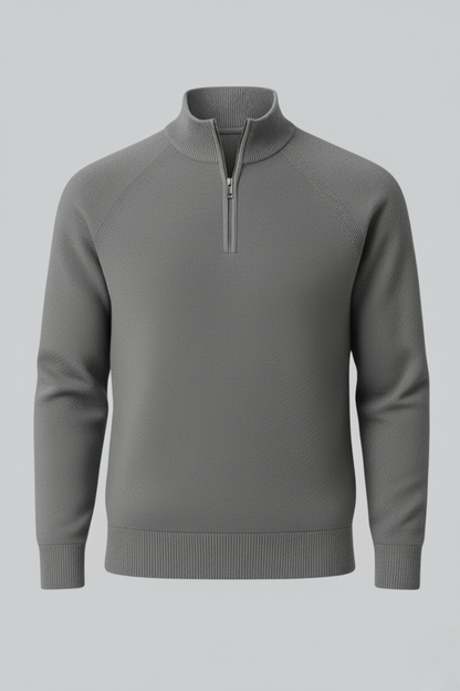 Frederik | Stilfuld Half-Zip Striktrøje Med Ståkrave