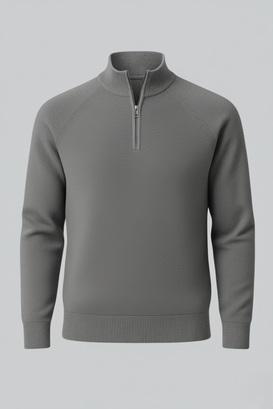 Frederik | Stilfuld Half-Zip Striktrøje Med Ståkrave