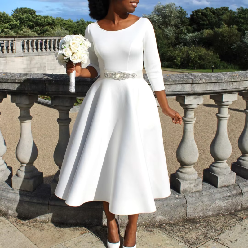 Monika | Elegant Kvinders A-formet Kjole til Fester