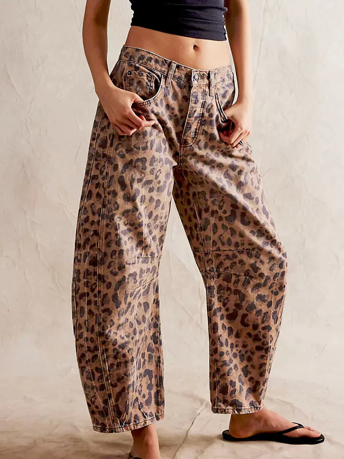 Leonie | Kvinde Tør Leopard Løs Pasform Jeans