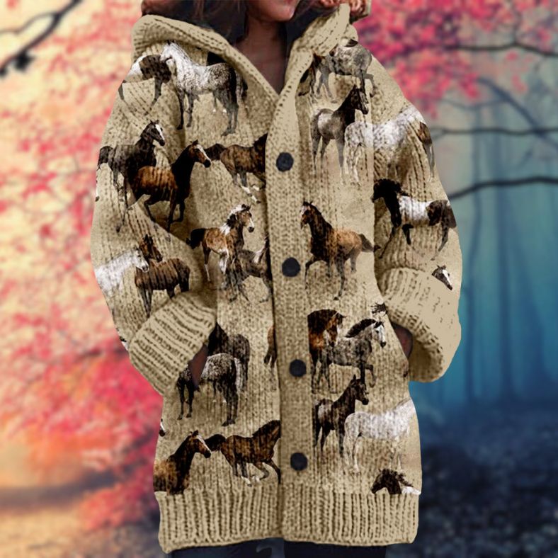 Janet | Varm Kvindes Trøje med Knapper og Hætte