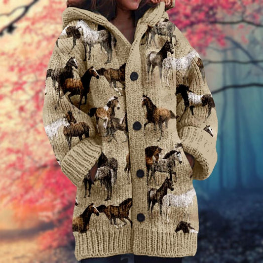 Janet | Varm Kvindes Trøje med Knapper og Hætte