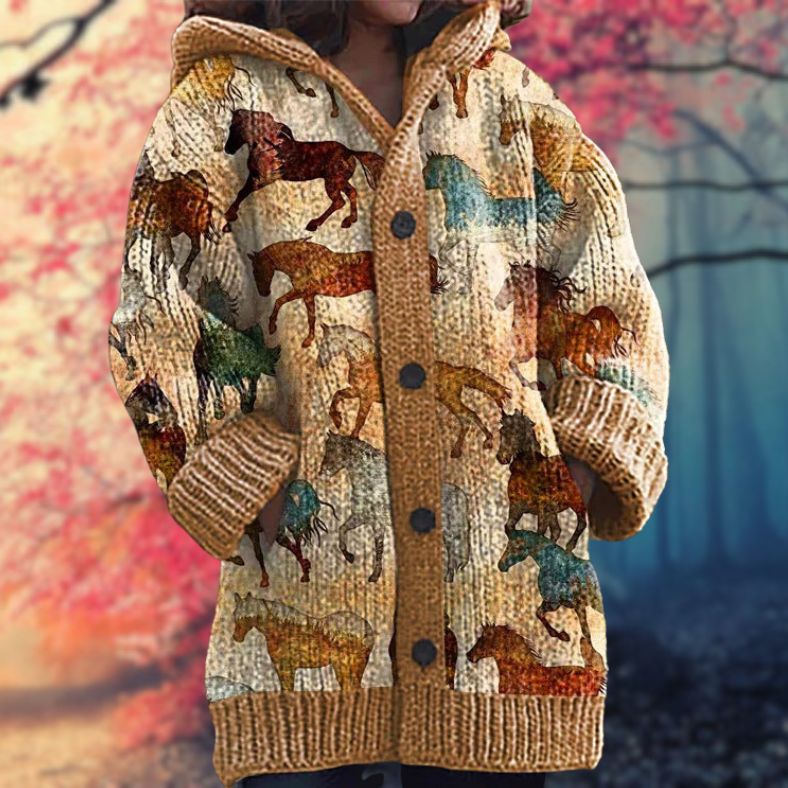 Janet | Varm Kvindes Trøje med Knapper og Hætte