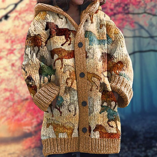 Janet | Varm Kvindes Trøje med Knapper og Hætte