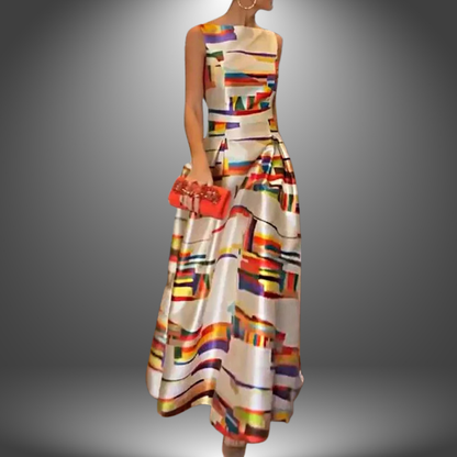 Ellen | Dame Elegant Colorblock Maxi Kjole