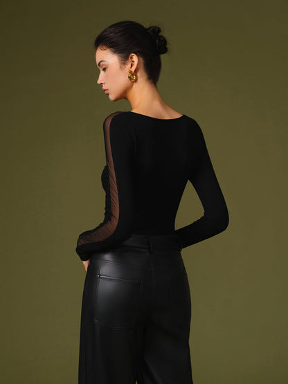 Berit | Abigail Dame Forårs Mesh Ærme T-Shirt