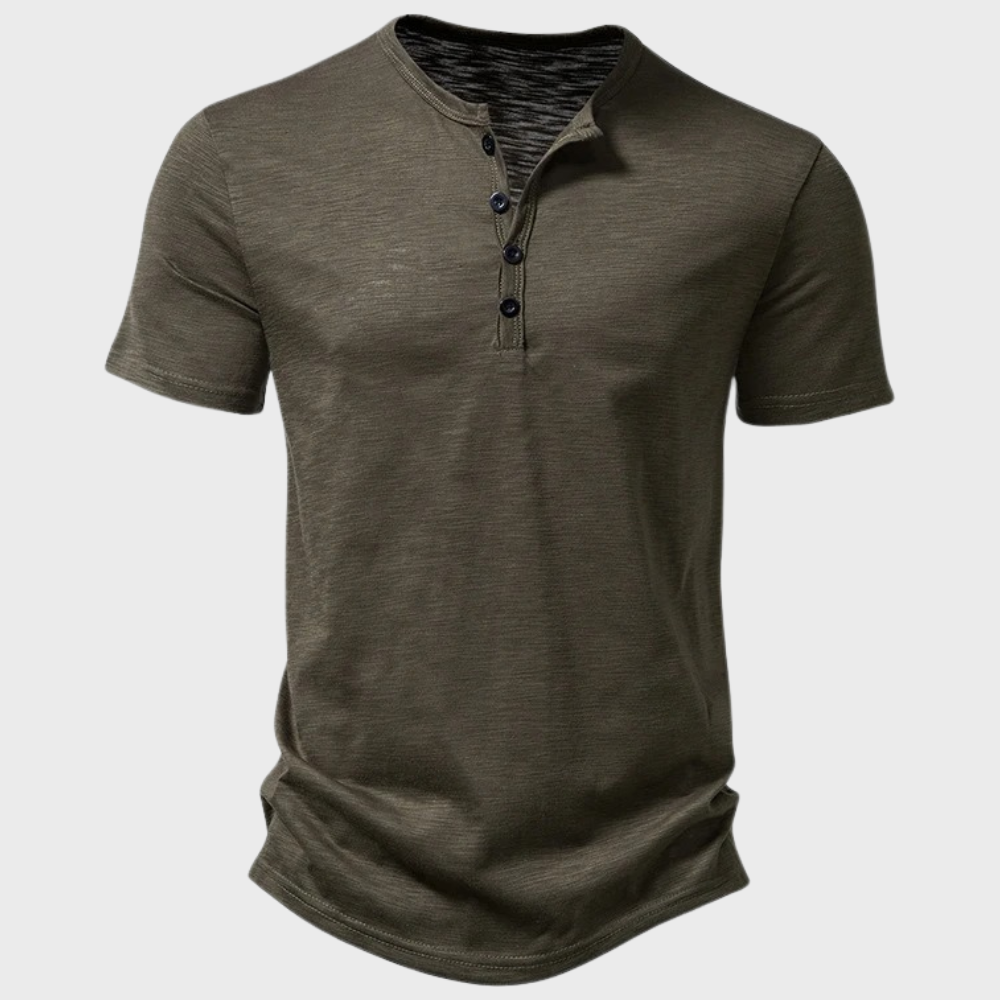 Gunnar | Casual Henley T-shirt med Knapper