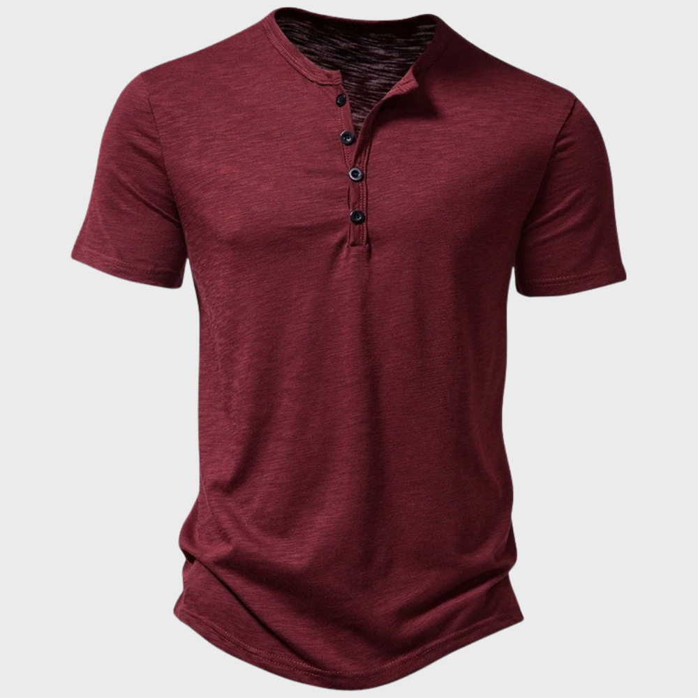 Gunnar | Casual Henley T-shirt med Knapper