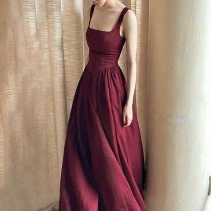 Celina | Kvinders Elegant Firkantet Hals Maxi Kjole