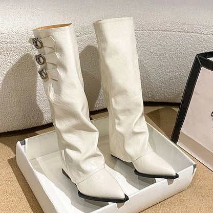 Christella | Dame Læder Lårhøje Støvler med Spænde