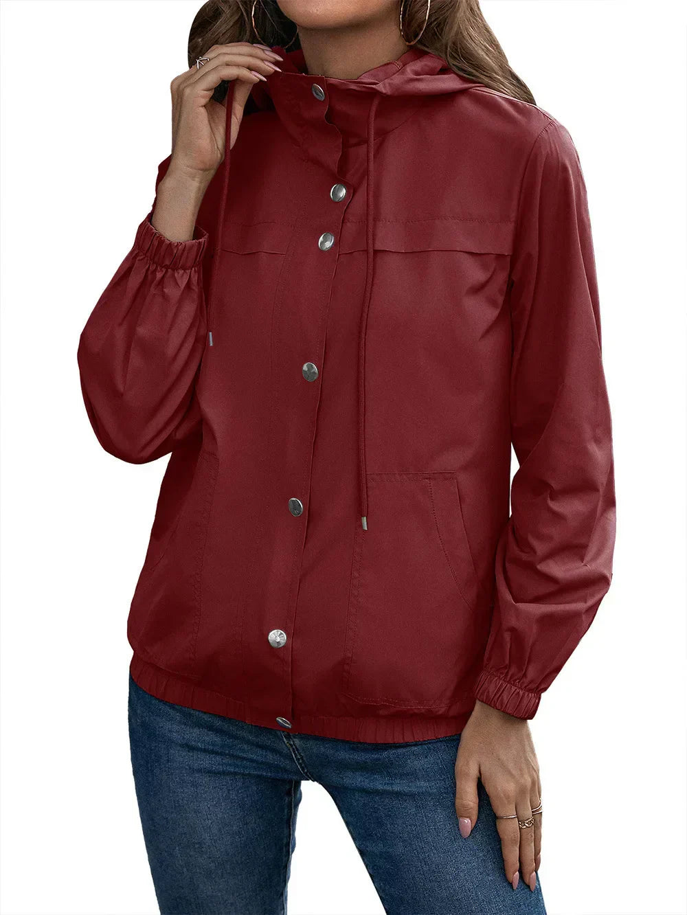 Malene | Kvinders Casual Frakke med Hætte og Knapper