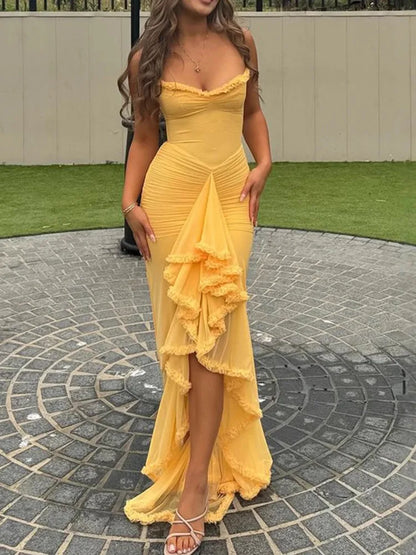 Magda | Kvinde Flæset High-Low Bryllupsgæst Kjole