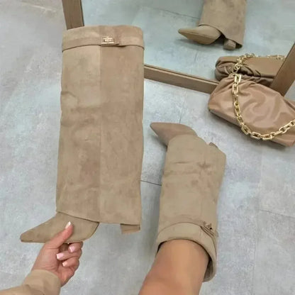 Babette | Dame Læder Lårhøje Støvler med Spænde