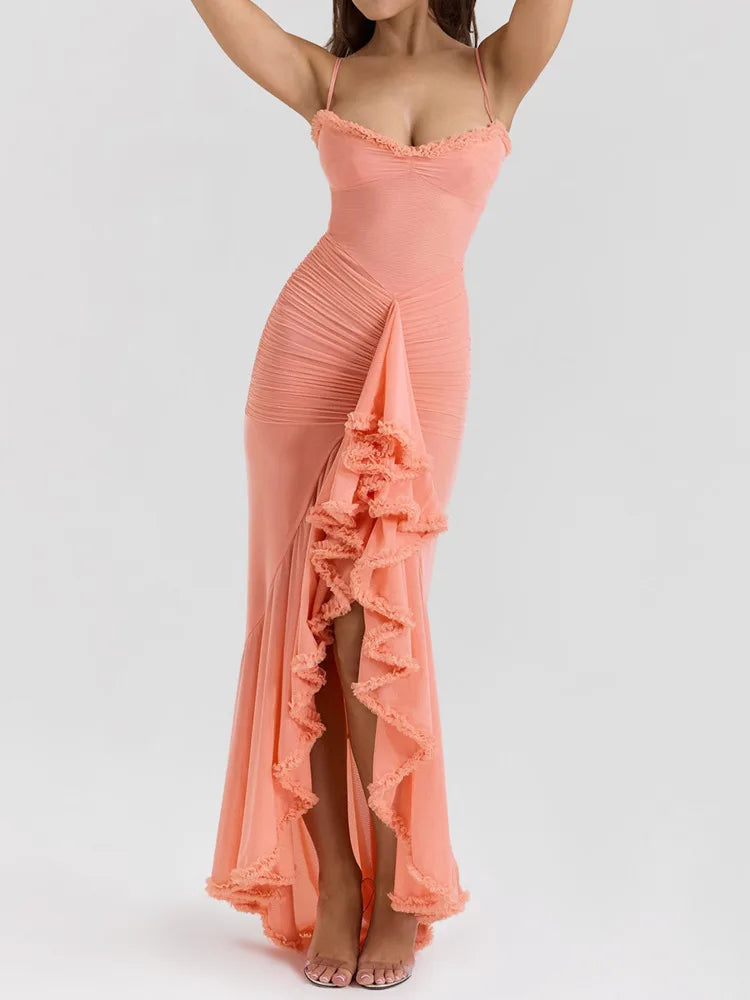 Magda | Kvinde Flæset High-Low Bryllupsgæst Kjole