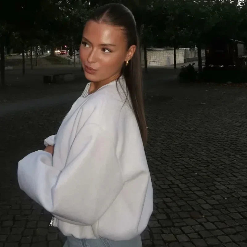 Sassa | Kvinders Cropped Zip-Up Ballonærme Jakke