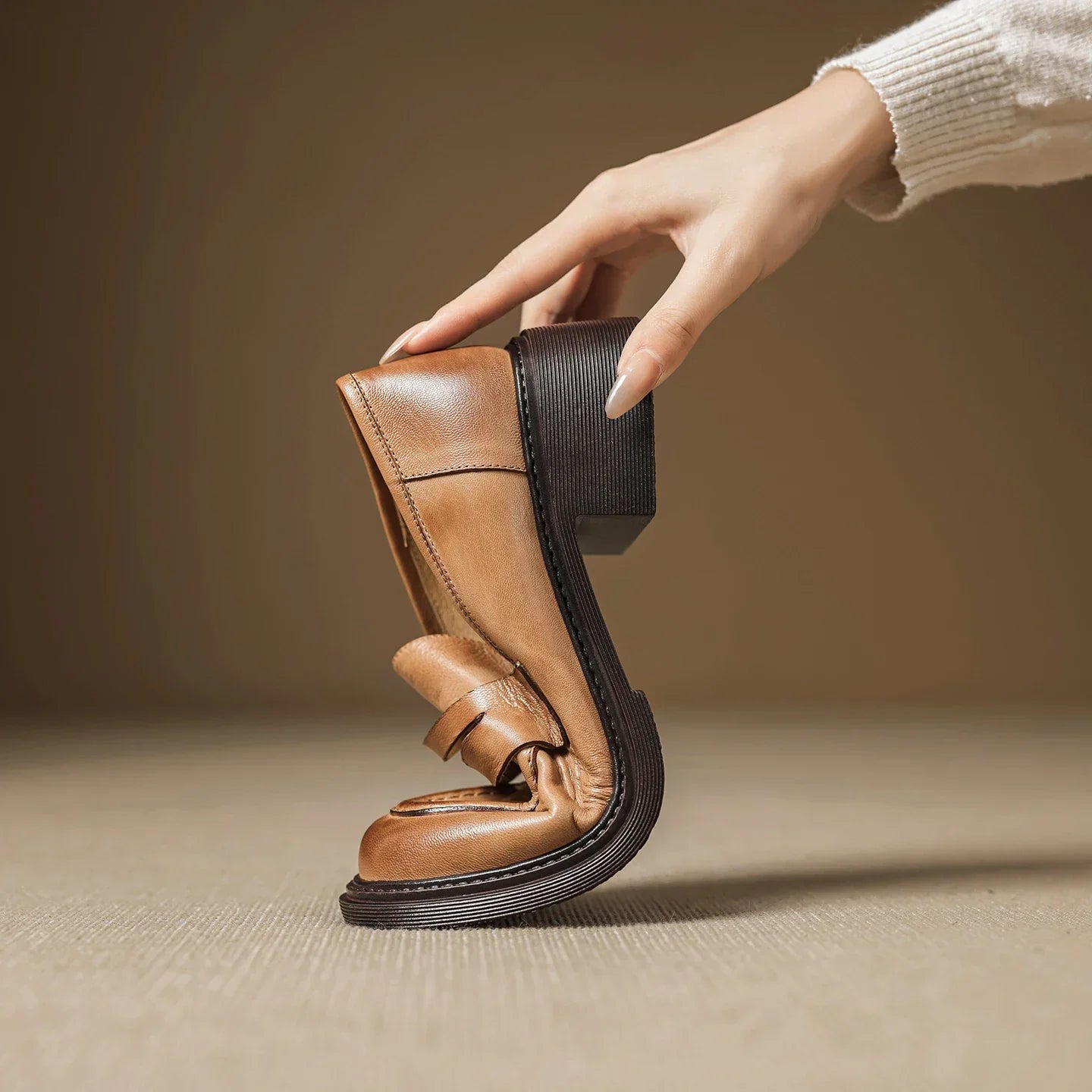 Wilma | Klassiske Dame Læder T-rem Sko