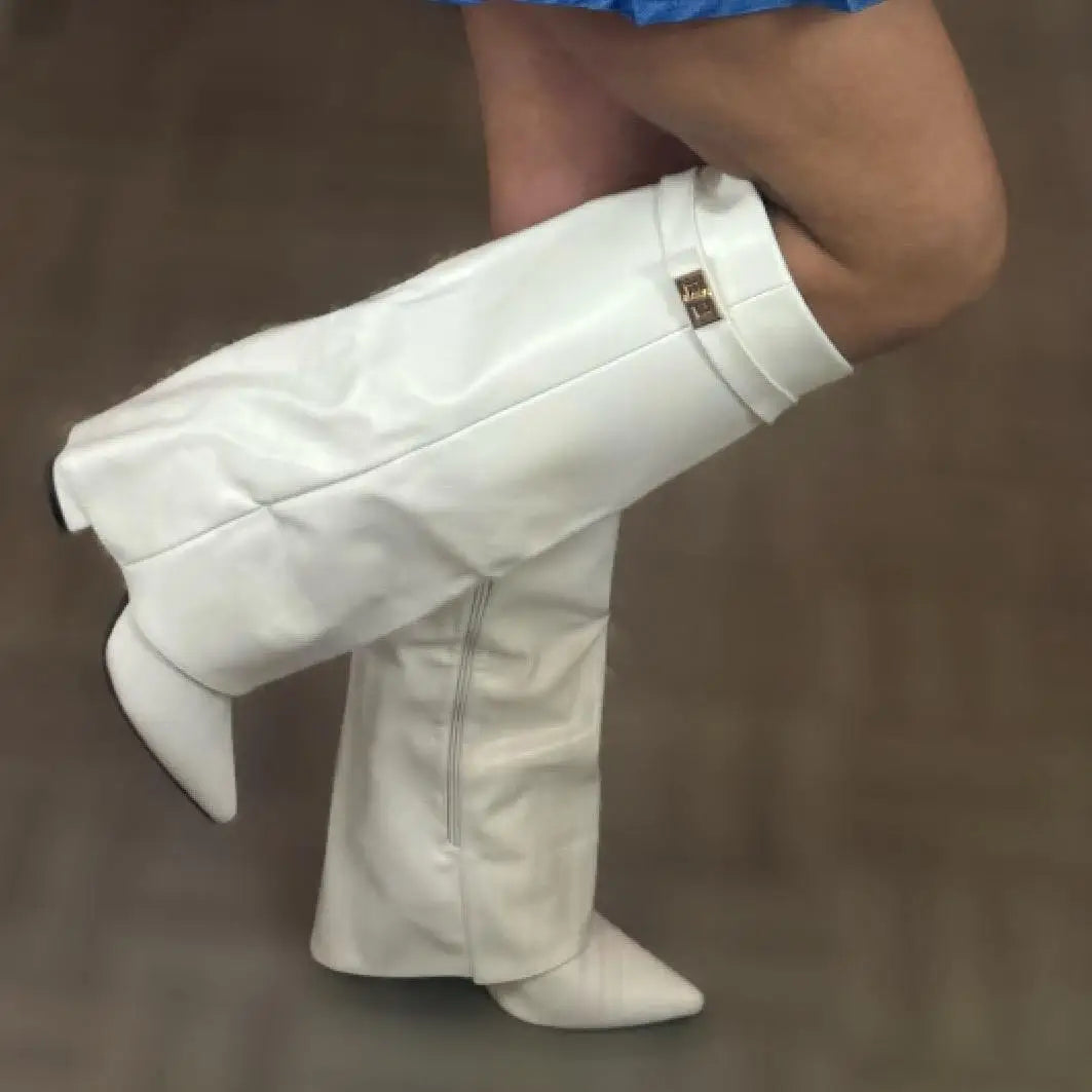 Anselma | Dame Læder Lårhøje Støvler med Spænde