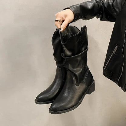 Lovise | Dame Læder Knæhøje Støvler med Hæle