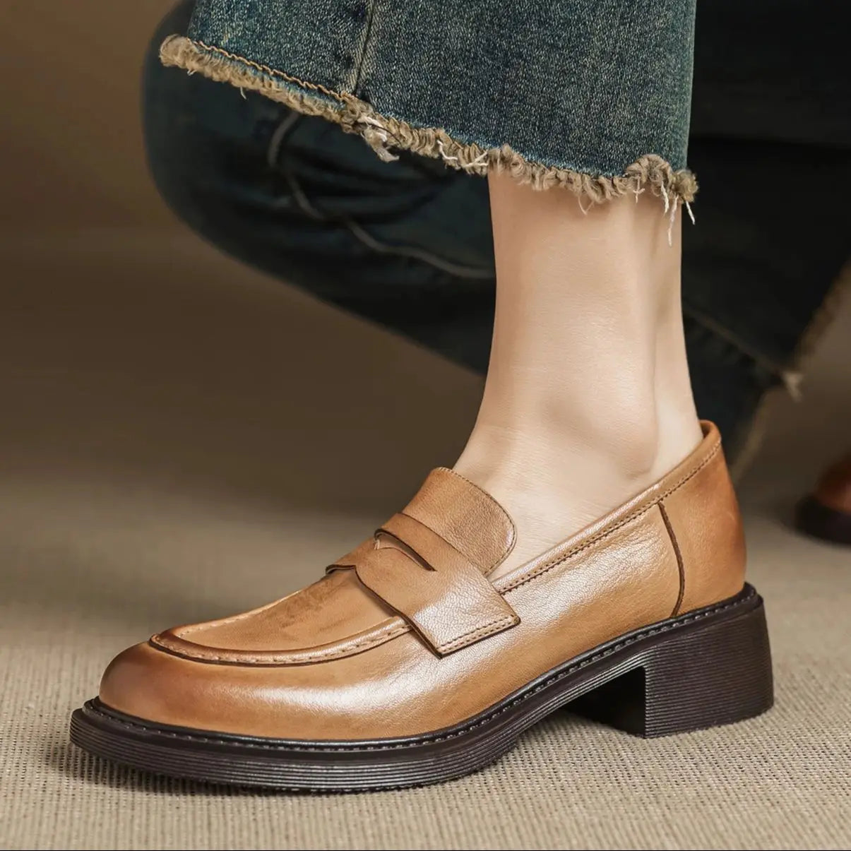 Wilma | Klassiske Dame Læder T-rem Sko