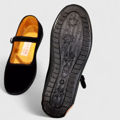 Charlotte | Barbara Kvinders Forårs Casual Flade Sko i Velour