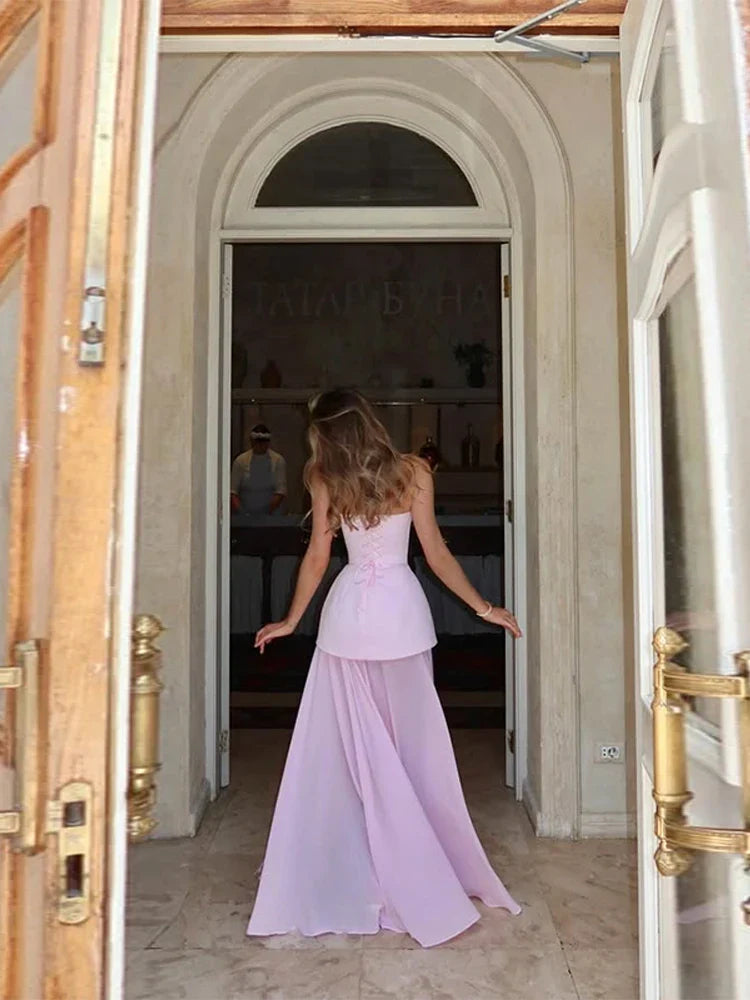 Malou | Kvinde Stropløs Peplum Høj-Slidt Bryllupsgæst Kjole