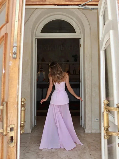 Malou | Kvinde Stropløs Peplum Høj-Slidt Bryllupsgæst Kjole