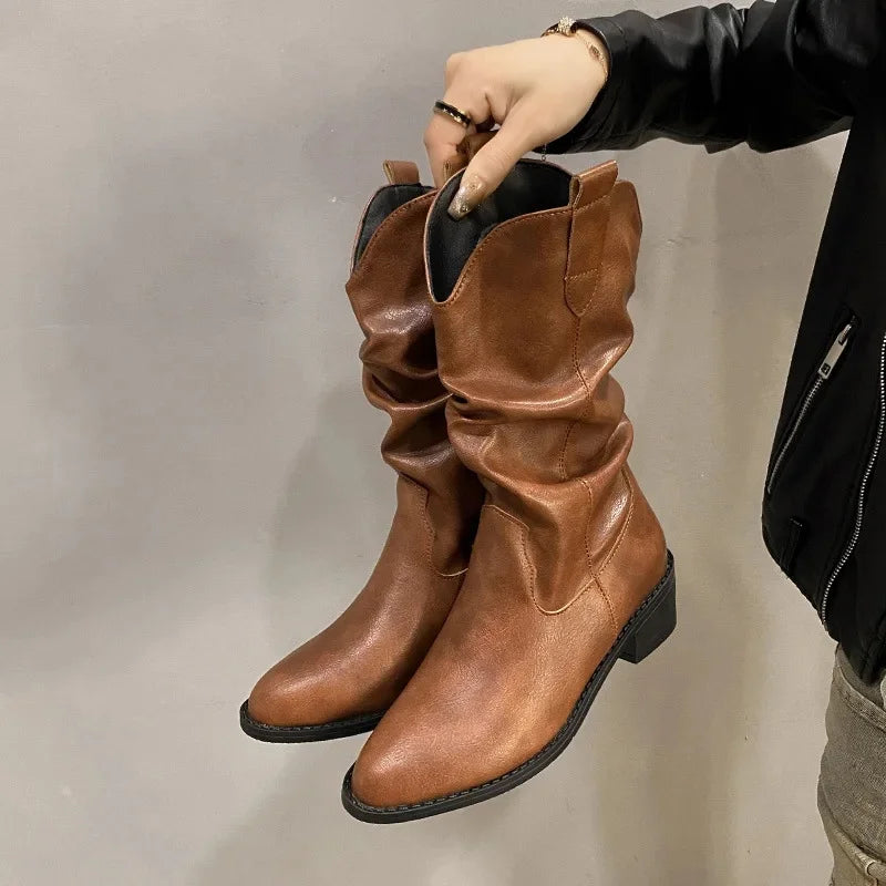 Lovise | Dame Læder Knæhøje Støvler med Hæle