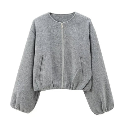 Sassa | Kvinders Cropped Zip-Up Ballonærme Jakke