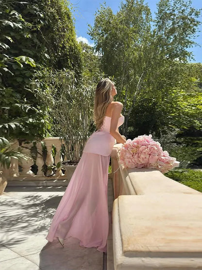 Malou | Kvinde Stropløs Peplum Høj-Slidt Bryllupsgæst Kjole