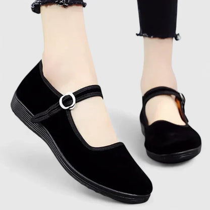 Charlotte | Barbara Kvinders Forårs Casual Flade Sko i Velour