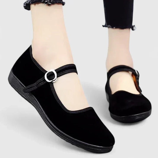 Charlotte | Barbara Kvinders Forårs Casual Flade Sko i Velour