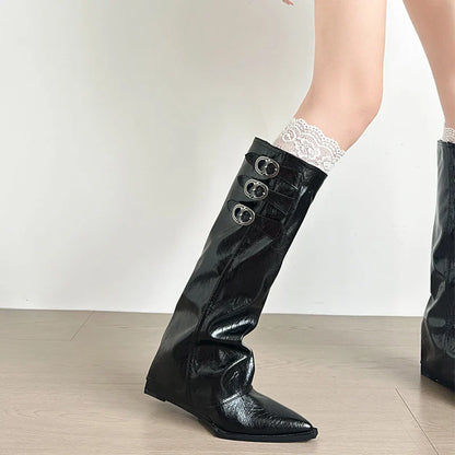 Christella | Dame Læder Lårhøje Støvler med Spænde