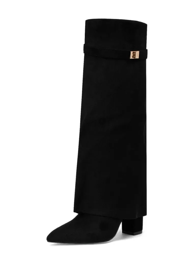 Anselma | Dame Læder Lårhøje Støvler med Spænde
