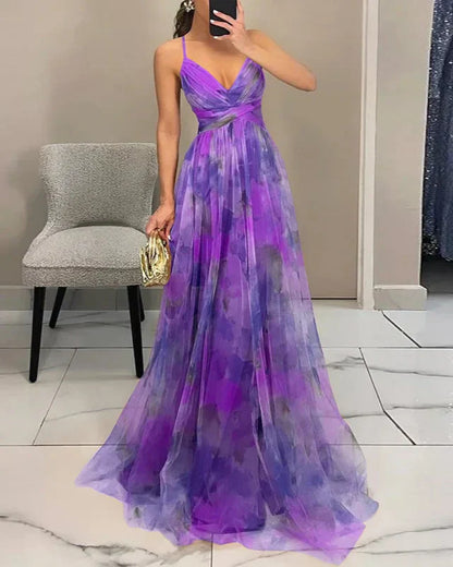 Charlotte | Dame Forårs Elegant Blomstret Maxi Kjole