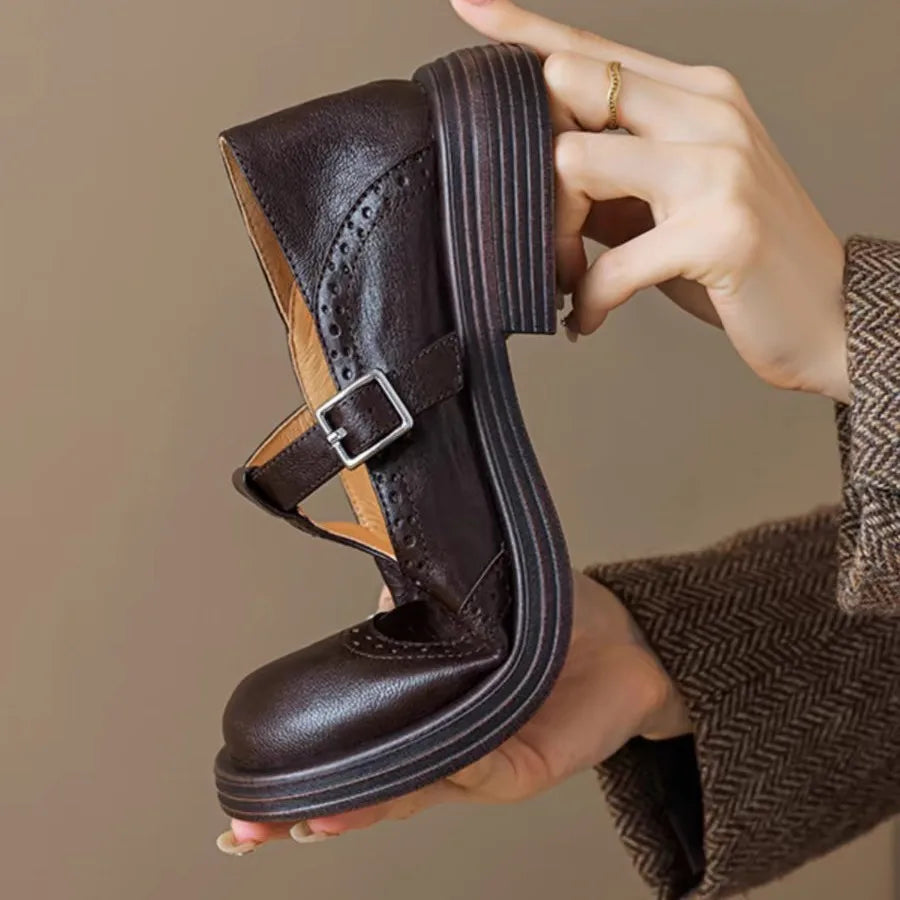 Susie | Klassiske Dame Læder T-rem Sko