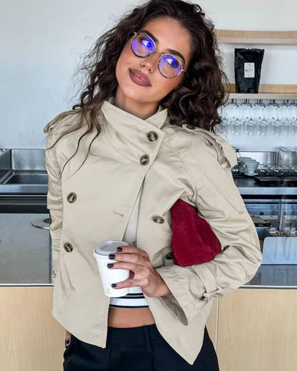 Berit | Dame Vinter Dobbeltradet Trenchjakke med Bælte