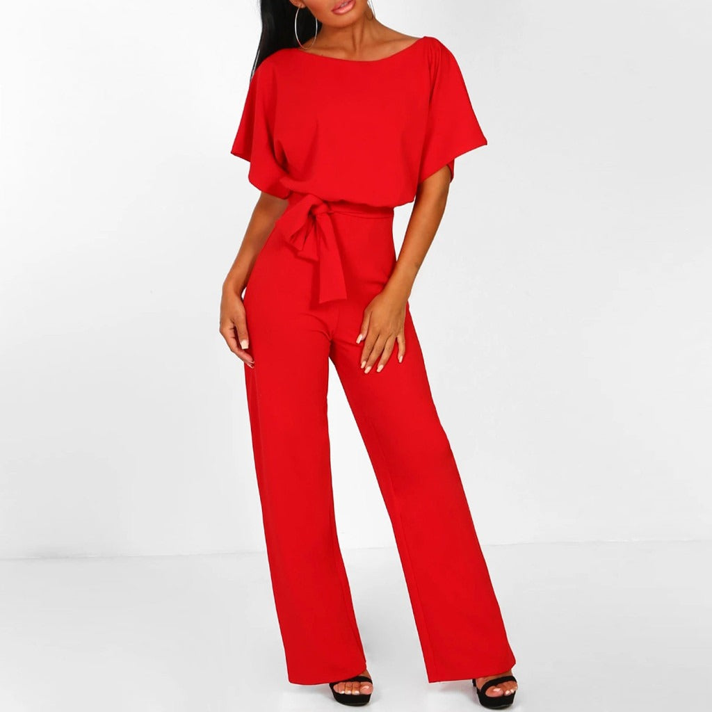 Clarissa | Elegant Bæltebelagt Dame Jumpsuit
